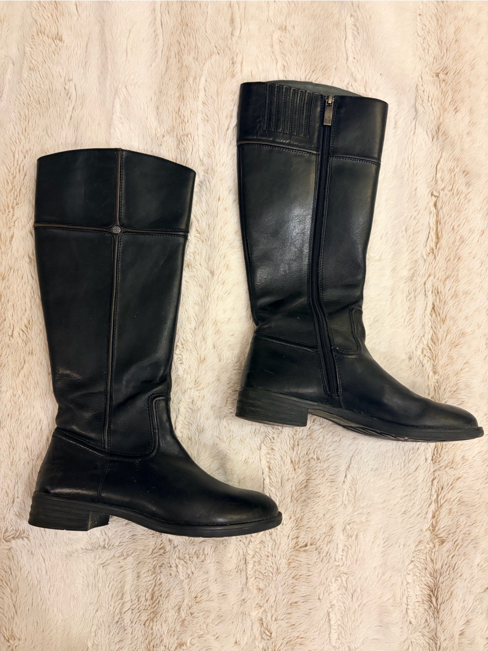 Bussola Trapani Black Genuine Leather Knee High Riding Boots EU 38 Quiet Luxury